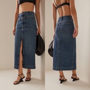 Khaite Neer Jean Denim Midi Skirt Size 29